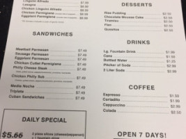 Nina’s Pizzeria menu