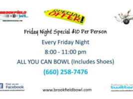 Brookfield Bowl menu