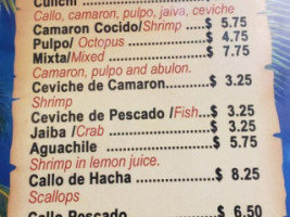 Mariscos El Rafa menu