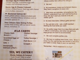 Milk Honey Cafe menu