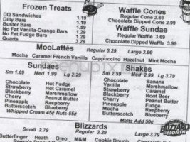 Dairy Queen menu