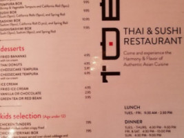 Tobu Sushi Thai menu