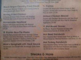 The Red Caboose Cafe menu