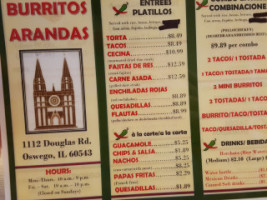 Burritos Arandas menu