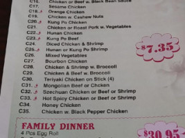 China One menu