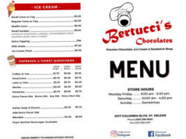 Bertucci's Chocolates menu