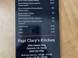 Papi Clary's Kitchen menu