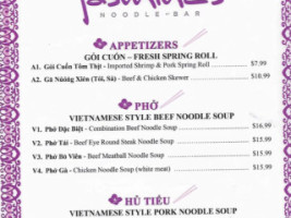 Jasmine's Noodle menu