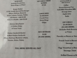 Train Car Diner menu