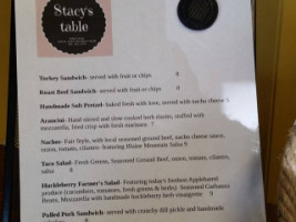 Stacy's Table menu