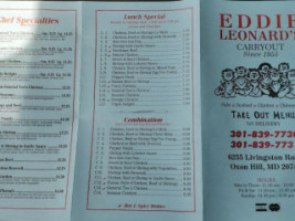 Eddie's Carry Out menu