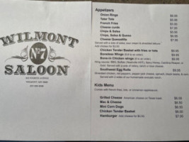 Wilmont Saloon No 7 menu