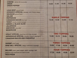 Howard's Pizza menu