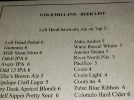 Gold Hill Inn menu