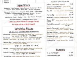 Saucy's Pizzeria menu