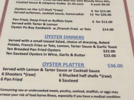 Shucker's Oyster menu