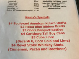 Kasey's Tavern menu