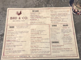 Bird Co menu