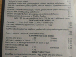 Grannies Diner menu