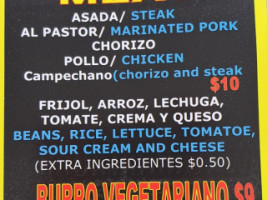 Rutaqueria Pancho menu