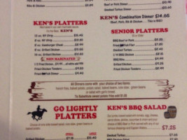 Ken's B-que menu