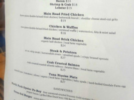 Main Road Biscuit Co. menu