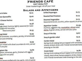 Friend's Cafe menu