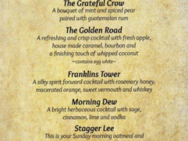 The Grateful Crow menu