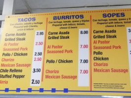 Taqueria El Perez menu