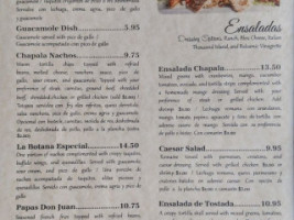 Chapala Mexican menu