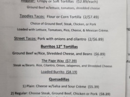 Toodles Tacos menu