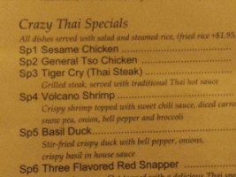 Crazy Thai menu