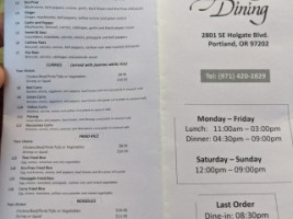 Pdx Thai Dining menu