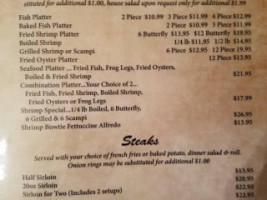 West Shore menu