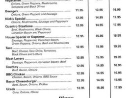 George's Pizza Steakhouse menu