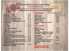 Rivers Bend Ice Cream Country Diner menu