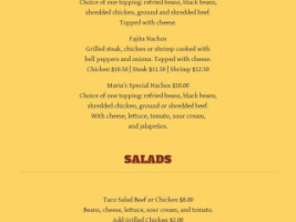 Marias Mexican Grill menu