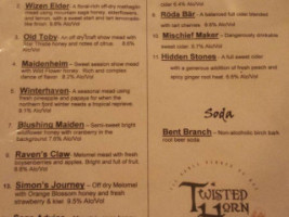 Twisted Horn Mead And Cider menu