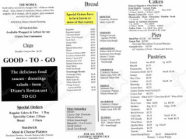 Diane’s Bakery And Deli menu