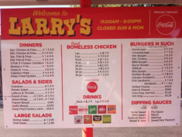 Larry's Drive In menu