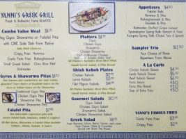 Yanni's Greek Grill menu