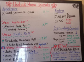 Kodiak Hana menu