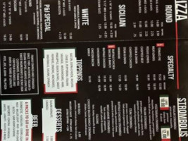 P J Pizza menu