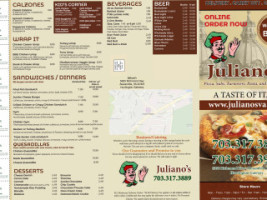 Juliano's Subs Pizza menu