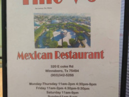 Tino V's Mexican menu