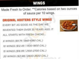 Hooters menu