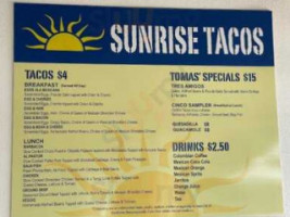 Sunrise Tacos menu