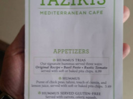 Taziki's Mediterranean Cafe menu