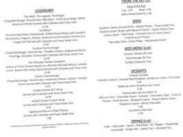 Legends Steakhouse menu