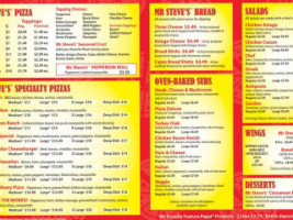 Mr Steve's Pizza menu